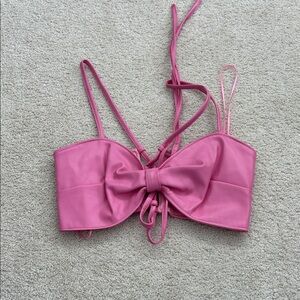 Pink Bow Detail Crop Top